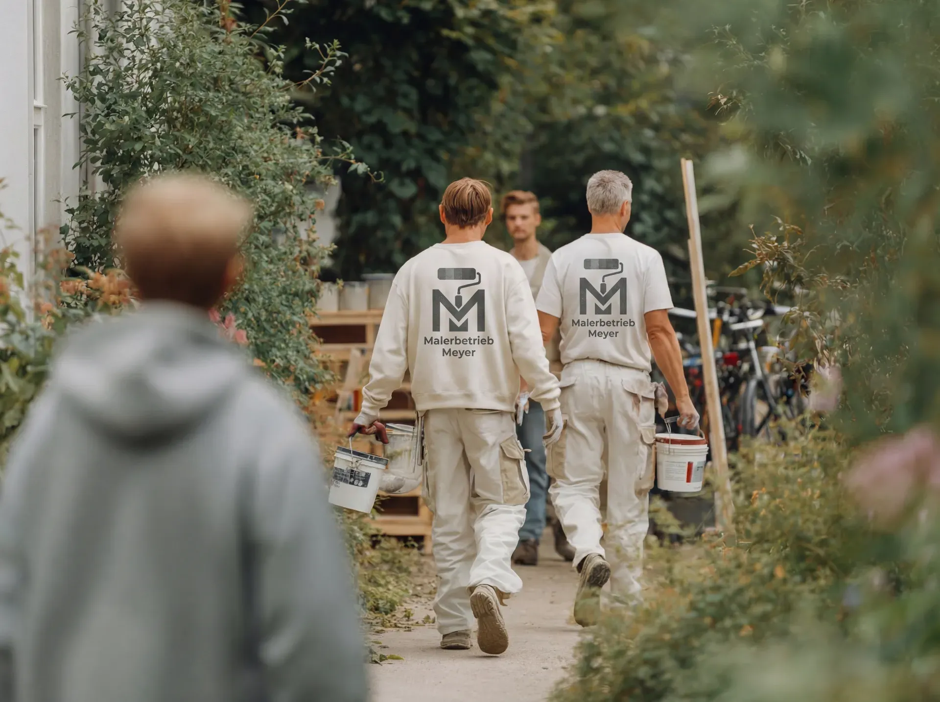 Malermeister Michael Meyer bei Spachtelarbeiten in einem Münsteraner Altbau